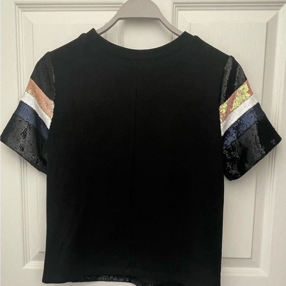 Forever 21 Stripped Sequined Short Sleeved Knit Top - Picture 2 of 5